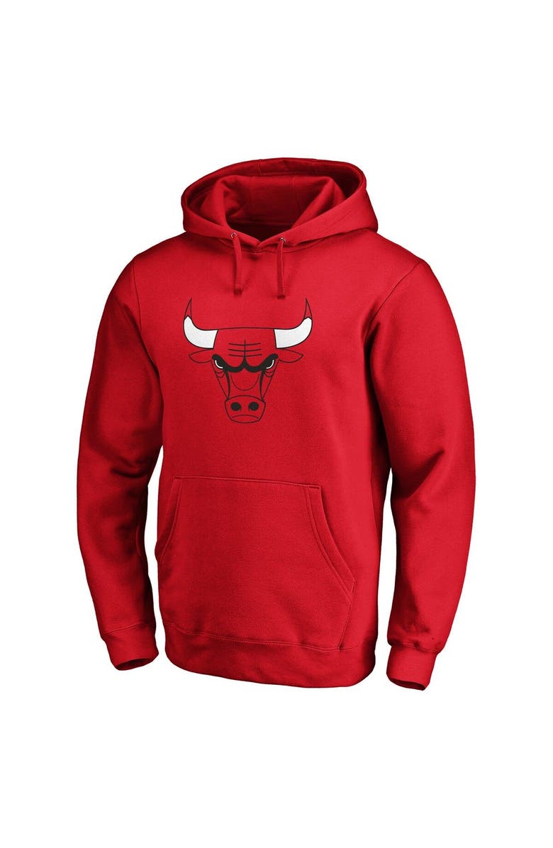FANATICS Men's Fanatics Branded Red Chicago Bulls Icon Primary Logo Fitted Pullover Hoodie, Alternate, color, 