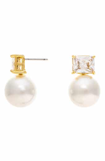 RIVKA FRIEDMAN Cubic Zirconia & Faux Pearl Stud Earrings