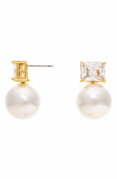 RIVKA FRIEDMAN Cubic Zirconia & Faux Pearl Stud Earrings