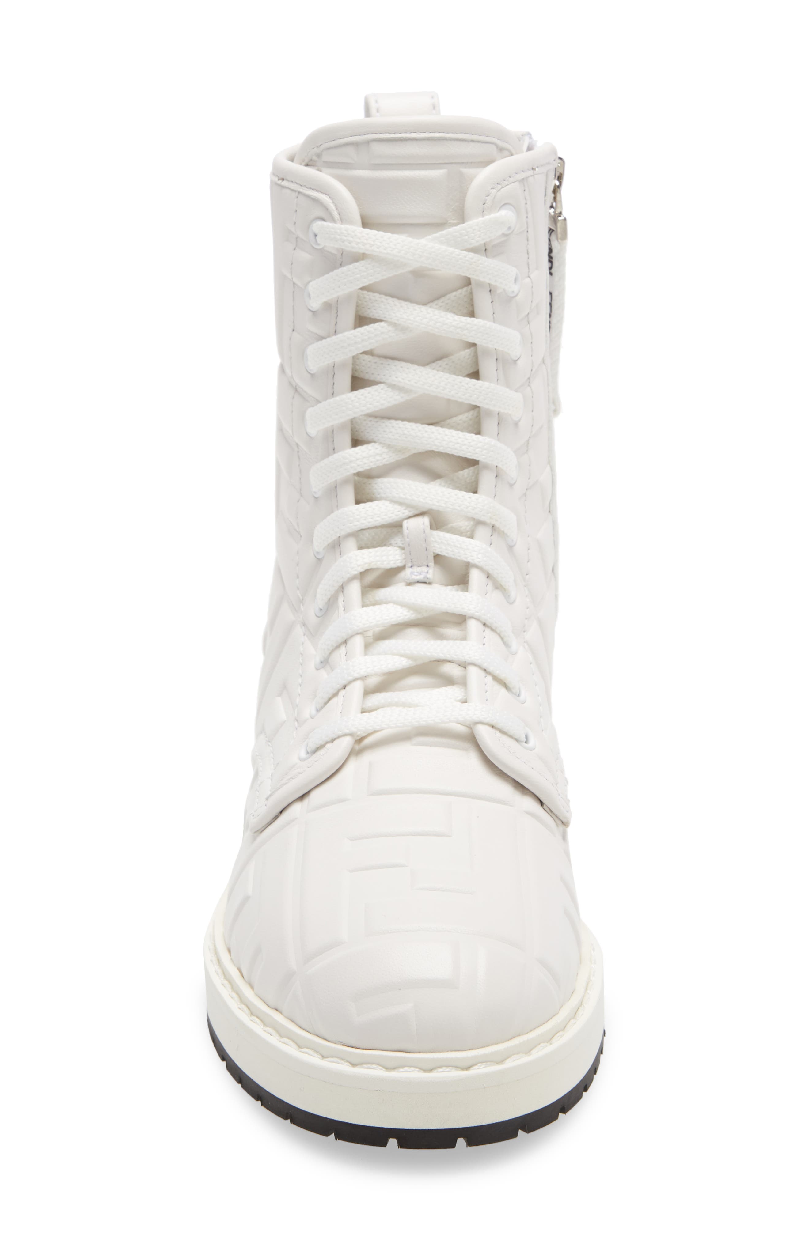 FF Embossed Logo Combat Boot, Alternate, color, WHITE