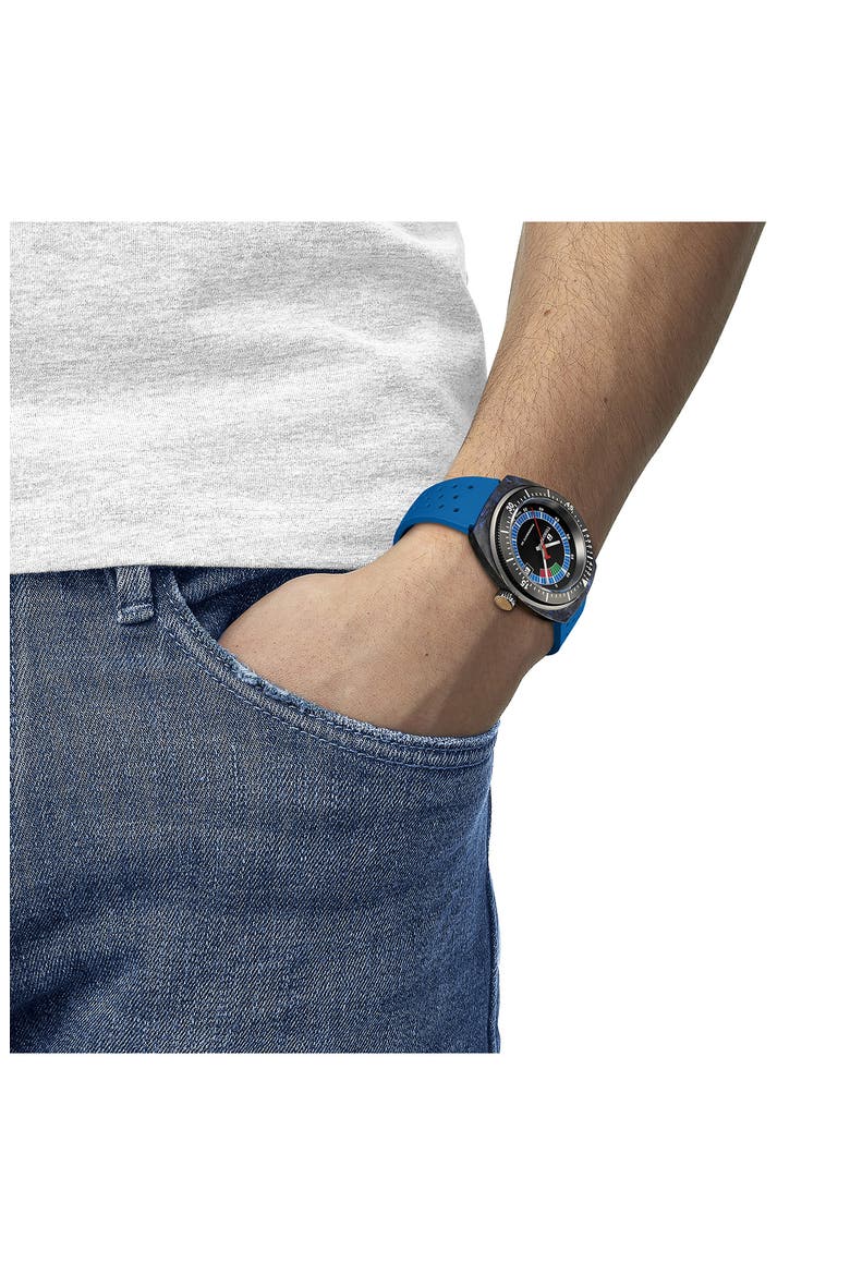 Sideral S Powermatic 80 Rubber Strap Watch, 41mm, Alternate, color, BLUE