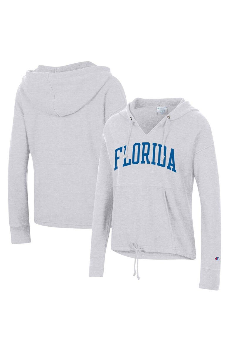 Champion Women's Champion Ash Florida Gators Vintage Wash Reverse Weave Cinch Pullover Hoodie, Main, color,