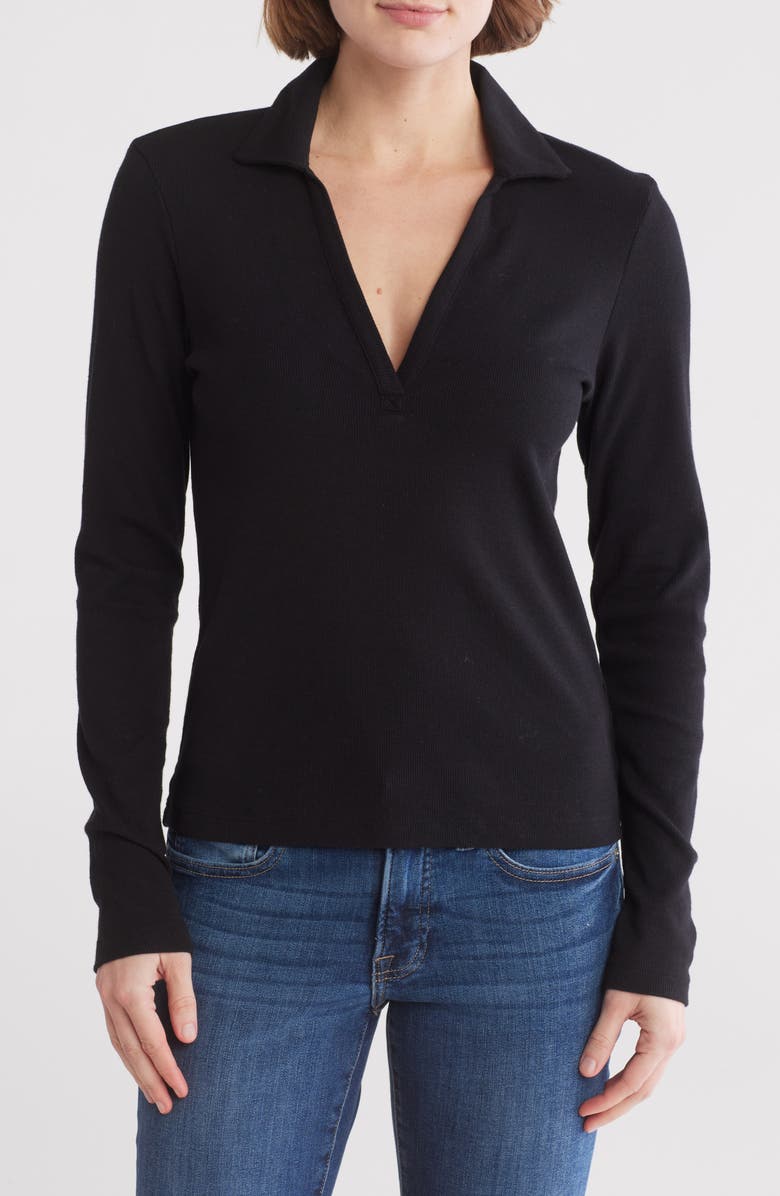 Melrose and Market Knit Polo Top, Main, color, Black