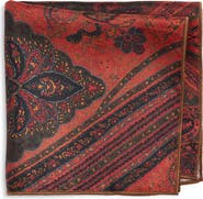 CLIFTON WILSON Rust Paisley Silk Pocket Square