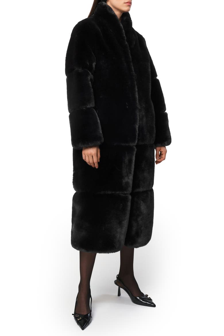 Sylke Pluche™ Faux Fur Longline Coat, Alternate, color, NOIR