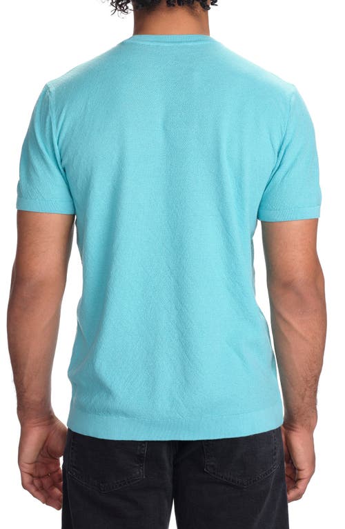 Studio Garnet Los Angeles Textured Short Sleeve Cotton Sweater In Turquoise