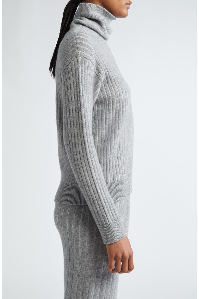 Virgin Wool & Cashmere Rib Turtleneck Sweater, Alternate, color, GREY
