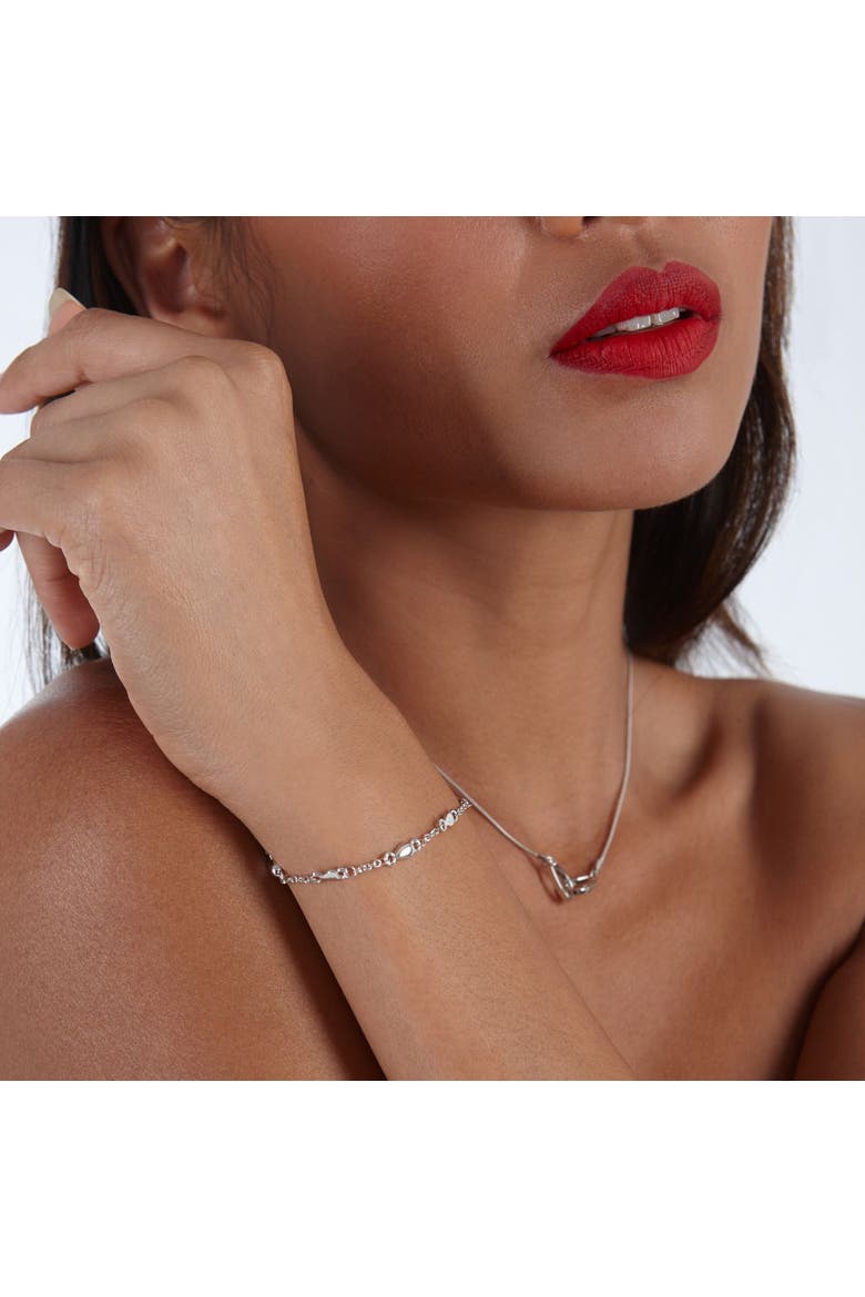 Station Petal Bracelet, Alternate, color, Sterling Silver