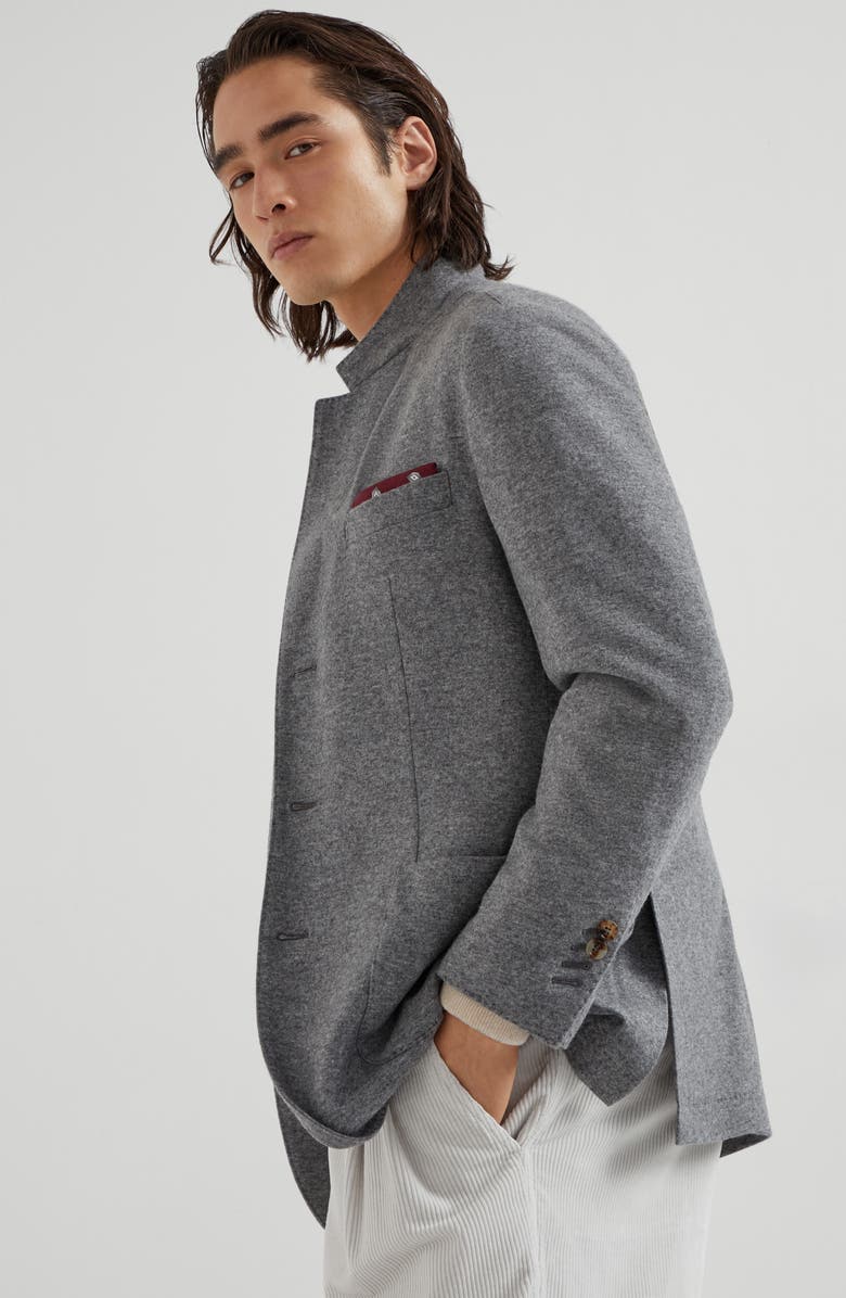 Brunello Cucinelli Cashmere jersey blazer, Alternate, color, Grey