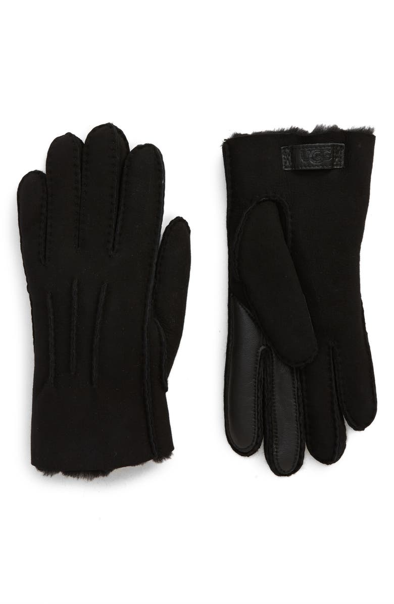 UGG<sup>®</sup> Genuine Shearling Tech Gloves, Main, color, Black