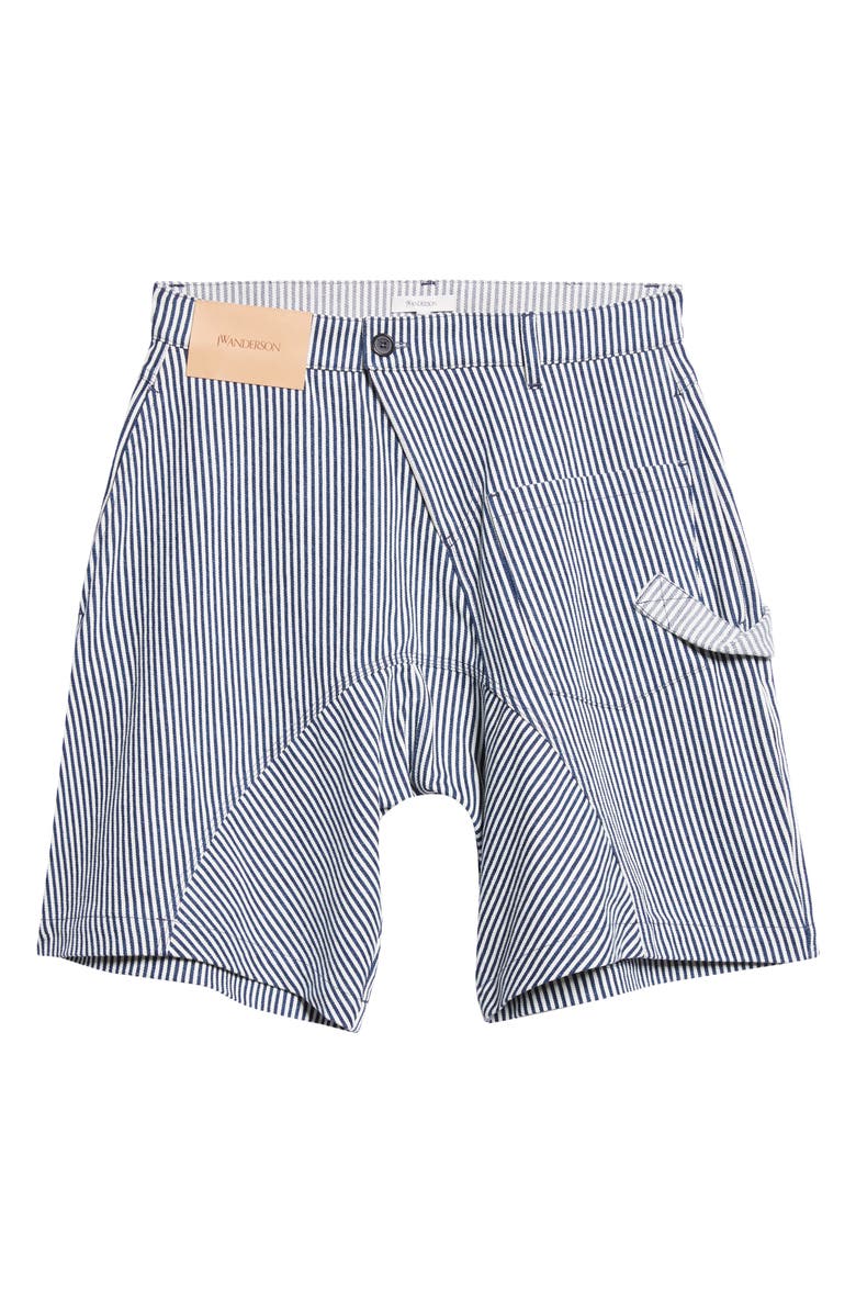 JW Anderson Twisted Workwear Stripe Shorts, Alternate, color, Off White/ Navy