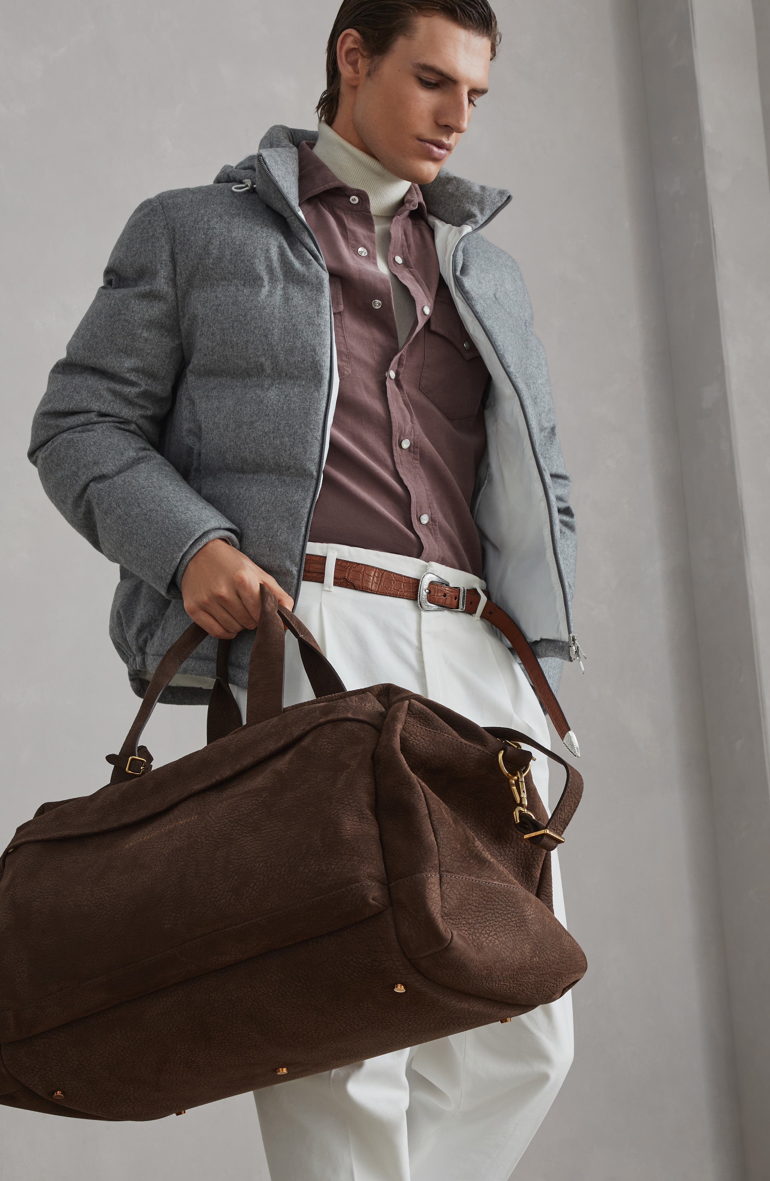 Brunello Cucinelli Nubuck active bag, Alternate, color, 