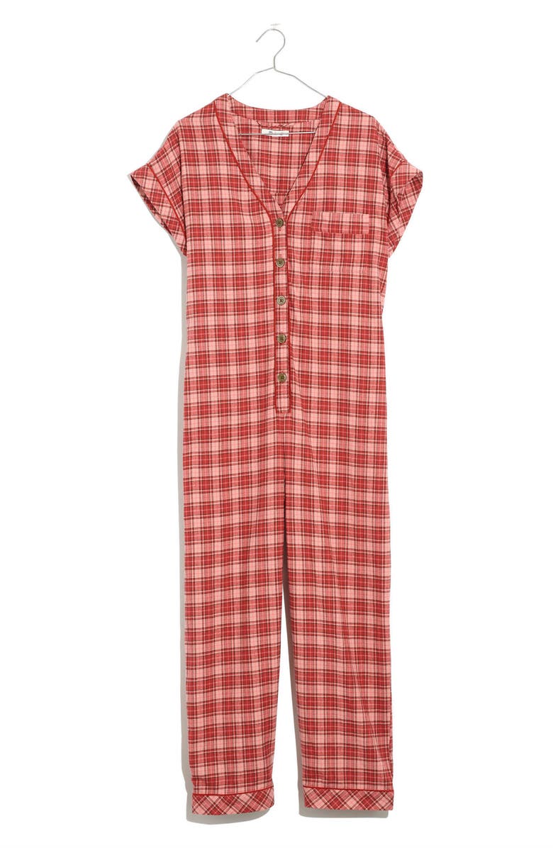 Madewell Nordway Plaid Flannel Bedtime Jumpsuit Pajamas, Alternate, color,