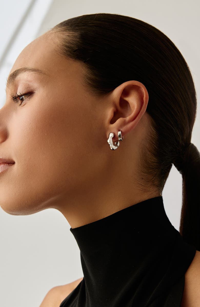 Missoma x Eny Lee Parker Puffy Mini Hoop Earrings, Alternate, color, Silver