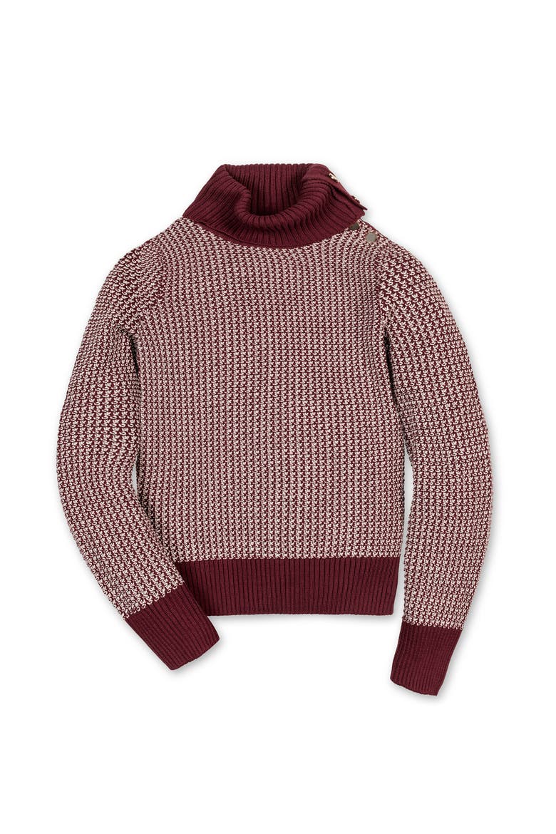 Organic Tweed Stitch Turtleneck Sweater, Alternate, color, Oxblood Tweed