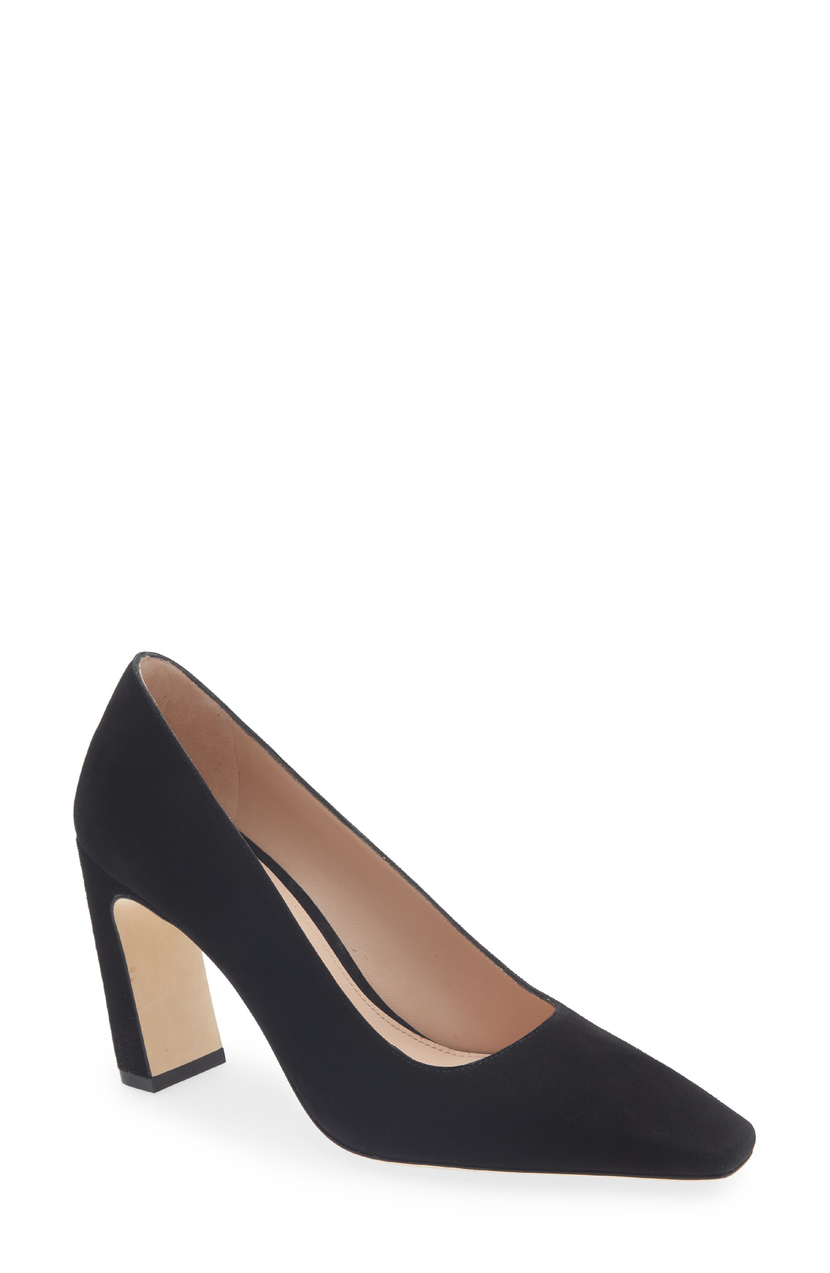 Stassi Croc Embossed Leather Pump, Main, color, BLACK SUEDE