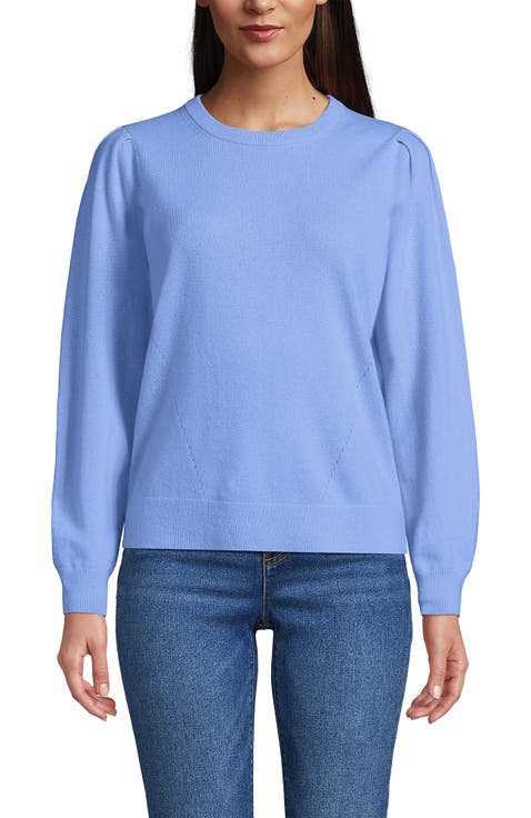Cashmere Puff Sleeve Crew Neck Sweater