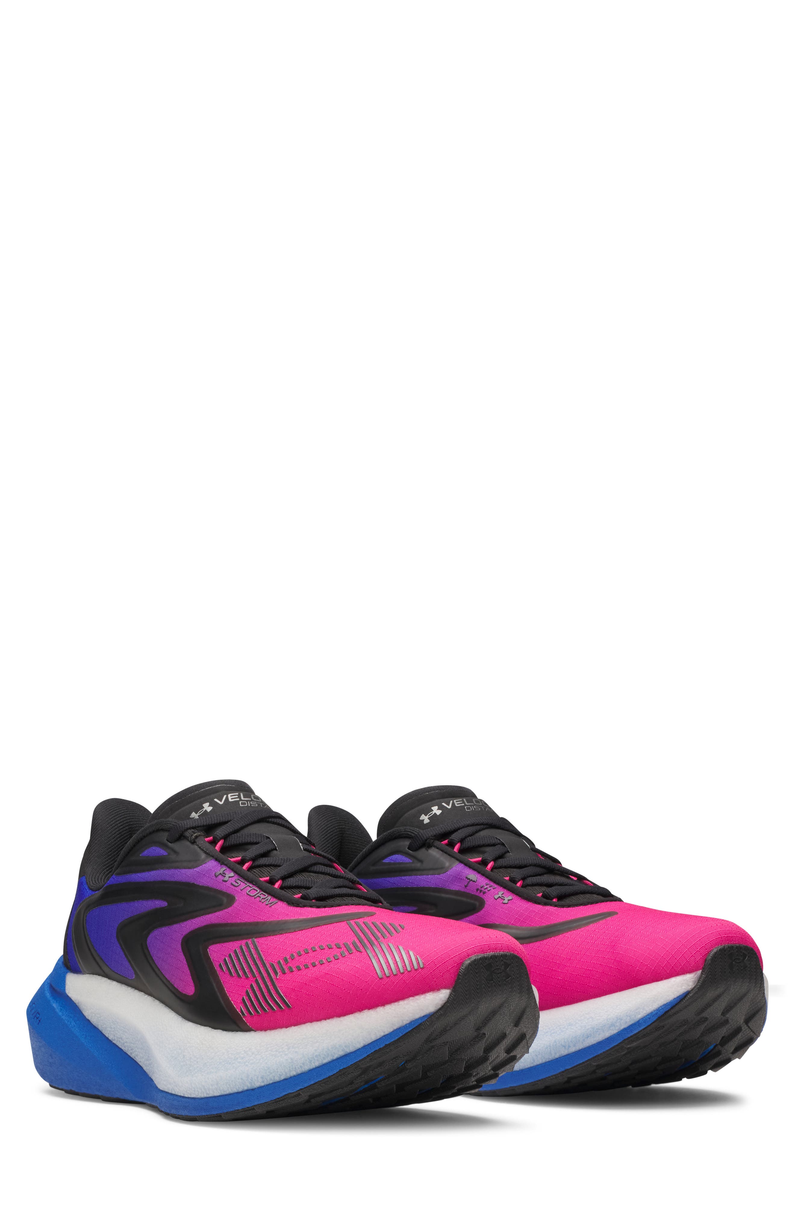 UA Velociti Distance Storm Water Resistant Running Shoe, Main, color, BLACK MULTI