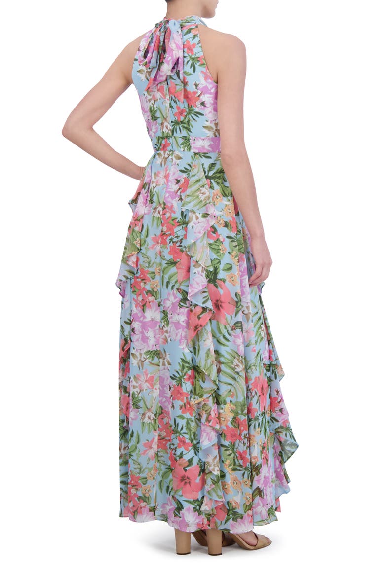 Floral Ruffle Detail Maxi Dress, Alternate, color, LIGHT BLUE