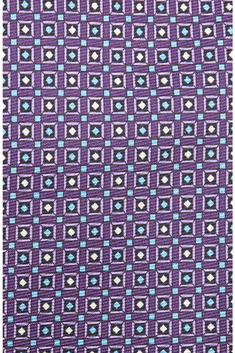 Geometric Silk Tie, Alternate, color, MED PURPLE FAN