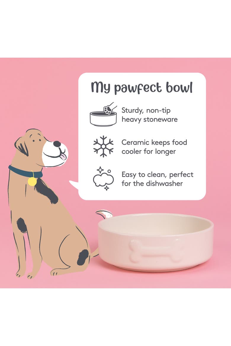Embossed Bone 17oz Dog Food and Water Bowl, Alternate, color, Beige