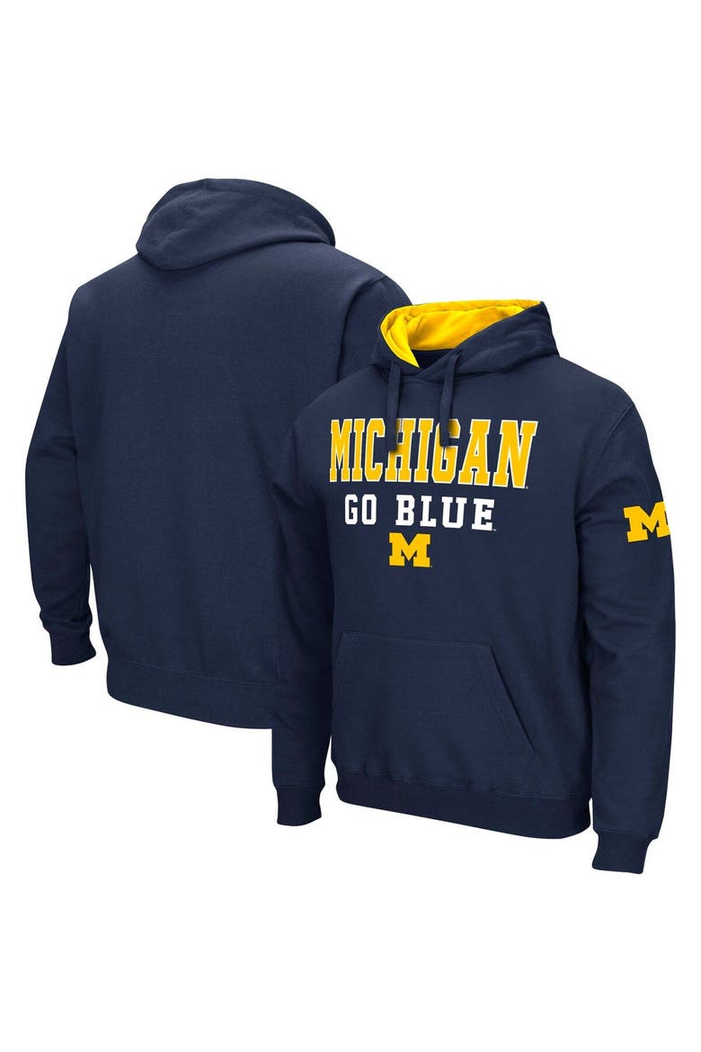 Men's Colosseum Navy Michigan Wolverines Sunrise Pullover Hoodie, Main, color, Navy