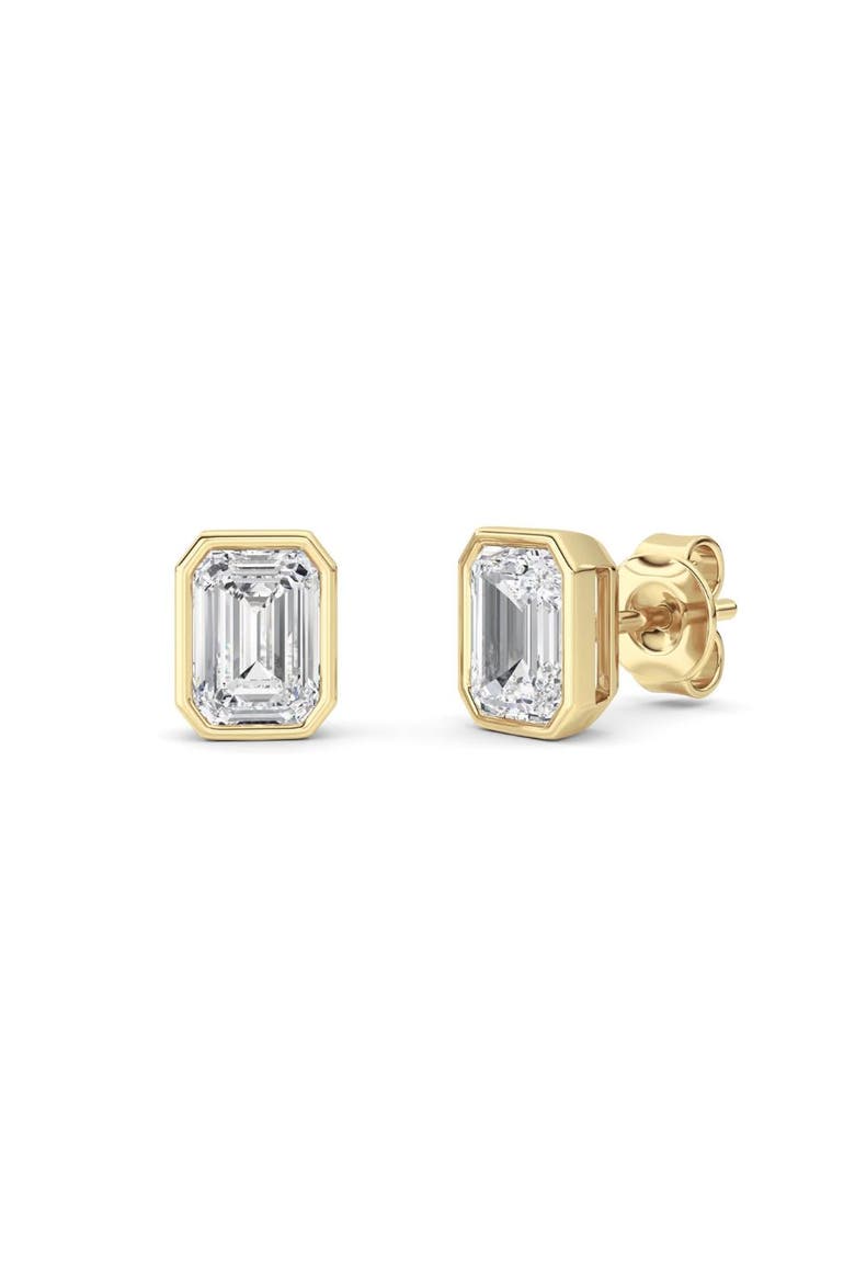 2Ct TW Emerald Cut Diamond Bezel Studs 14k Gold Lab Grown Earrings, Alternate, color, 14k Yellow Gold