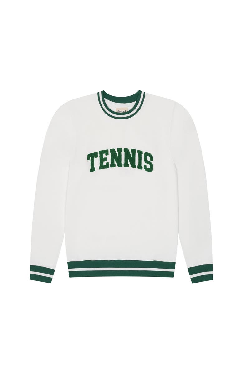 Ellsworth + Ivey Elle Women's Sweatshirt Collegiate Tennis, Main, color, Ivory / Green