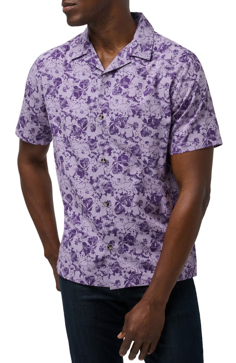 TravisMathew Phoning In Floral Camp Shirt, Main, color, 