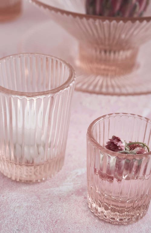 The Collective Home Pressed Pink Juice Glasses In Transparent