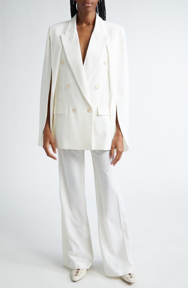 Stella McCartney Iconic Stretch Wool Flare Leg Pants, Alternate, color, Cream