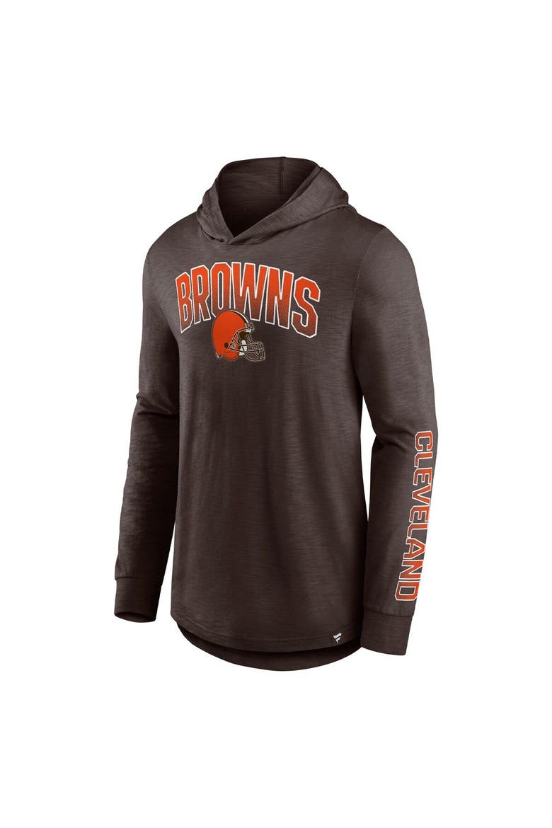 Men's Fanatics Branded Brown Cleveland Browns Front Runner Long Sleeve Hooded T-Shirt, Alternate, color, Brown
