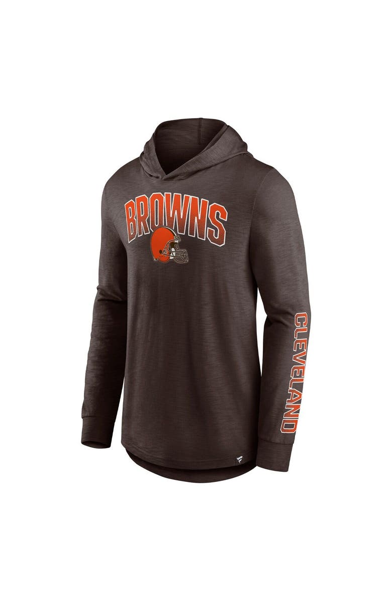 FANATICS Men's Fanatics Branded Brown Cleveland Browns Front Runner Long Sleeve Hooded T-Shirt, Alternate, color, Brown
