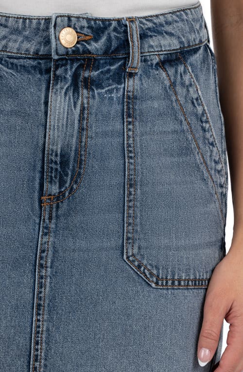 Kut From The Kloth Bristol Raw Hem Denim Skirt In Blue