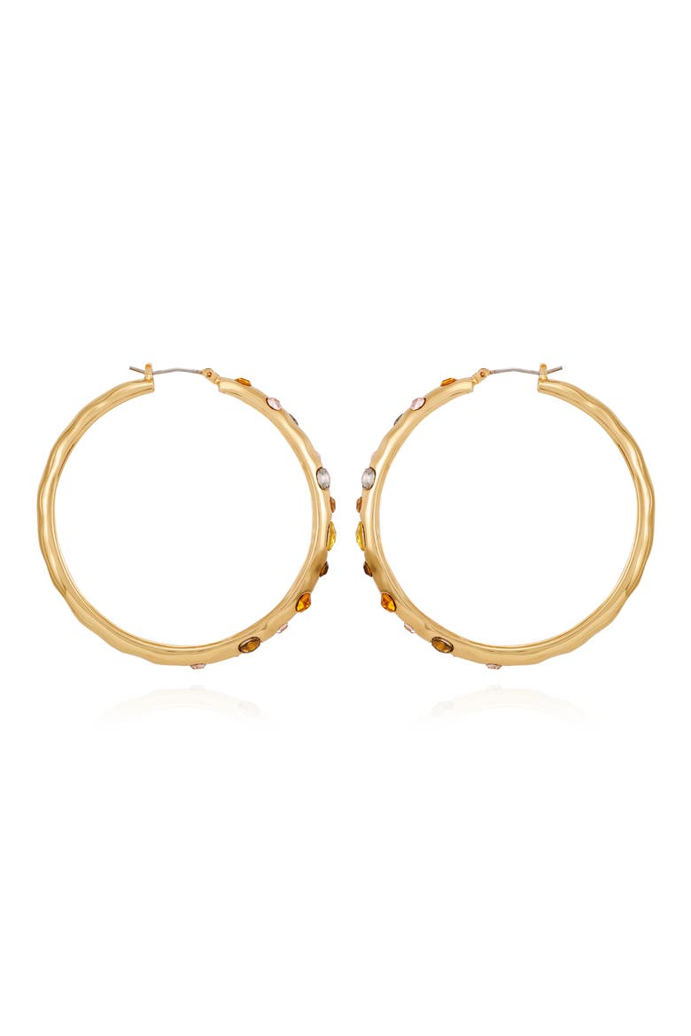 Crystal Hoop Earrings, Alternate, color, GOLD TONE