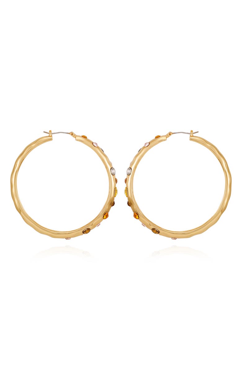 GUESS Crystal Hoop Earrings, Alternate, color, Gold Tone