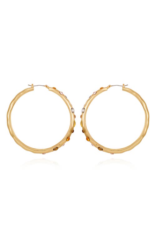 Guess Crystal Hoop Earrings In Gold