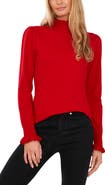CeCe Ruffle Mock Neck Sweater
