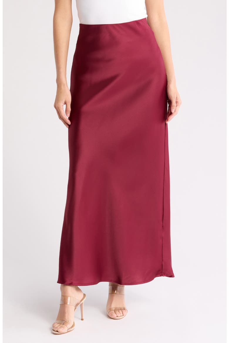 Satin A-Line Skirt, Main, color, BURGUNDY