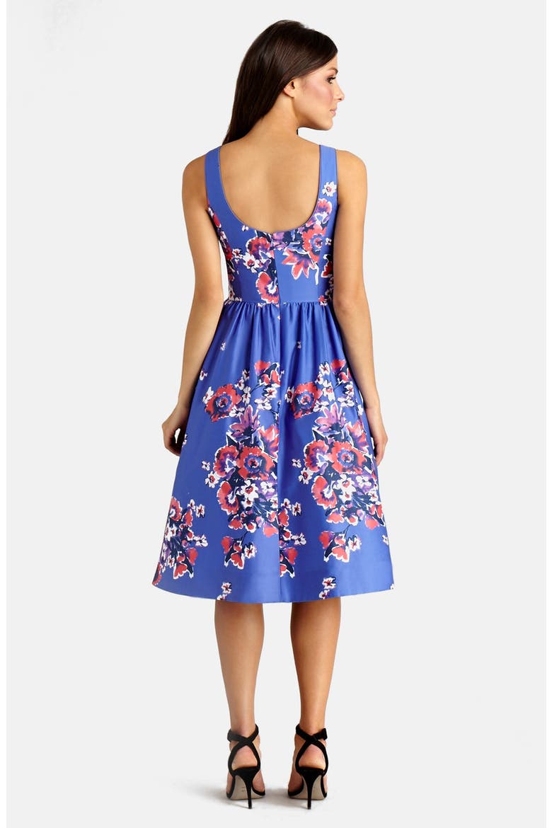 Print Cotton Blend Midi Dress, Alternate, color, PURPLE MULTI