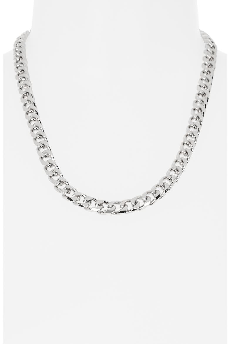 Small Curb Chain Necklace, Alternate, color, SHINY RHODIUM