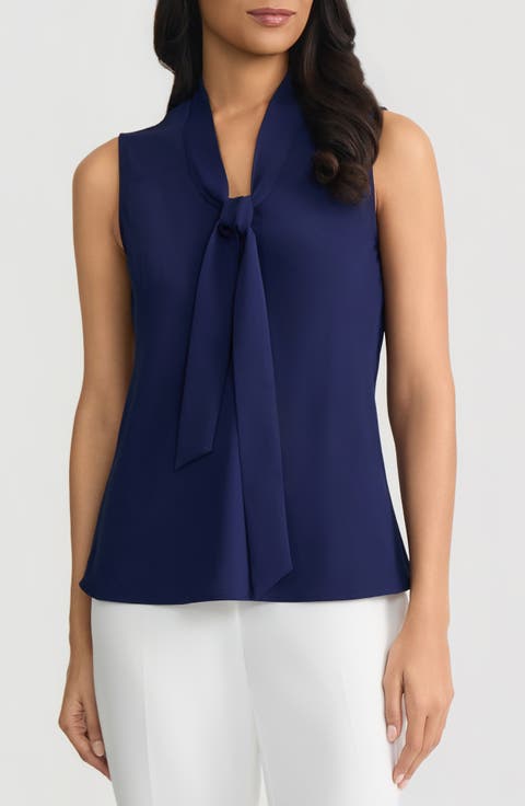 Sleeveless Tie Front Top (Regular & Petite)