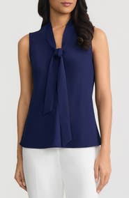 KASPER Sleeveless Tie Front Top