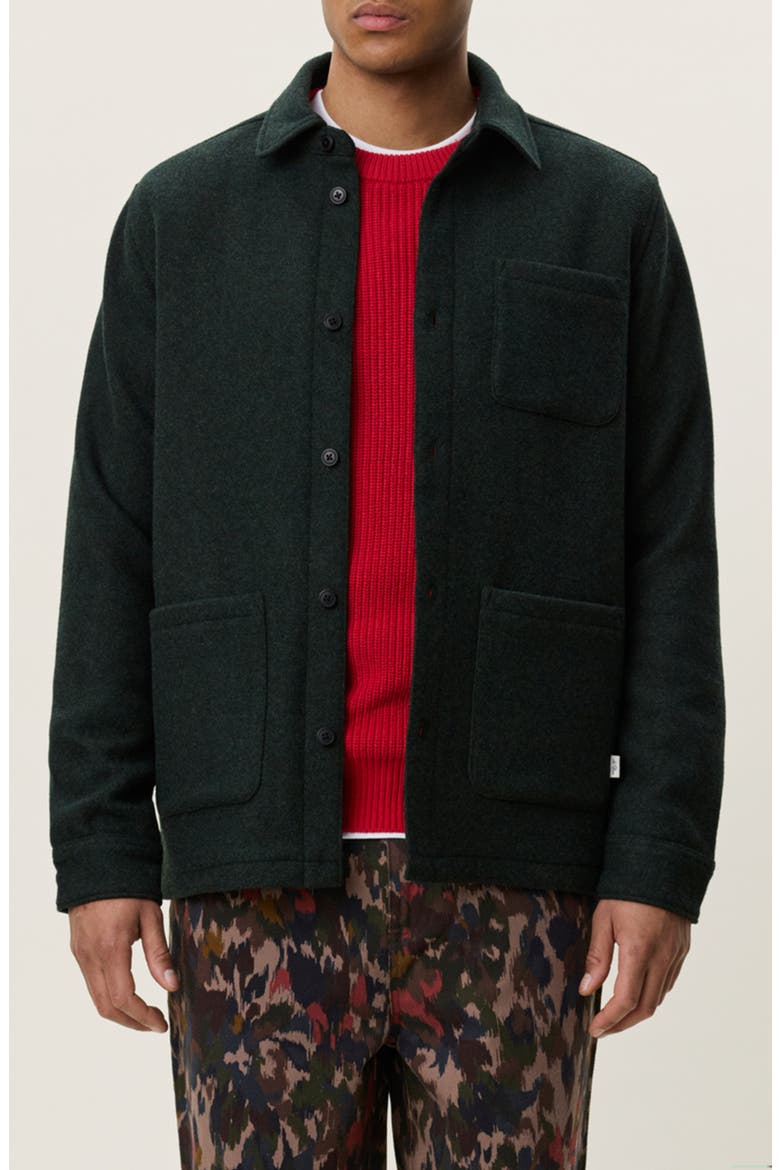 Wool Blend Overshirt, Main, color, ROSIN GREEN