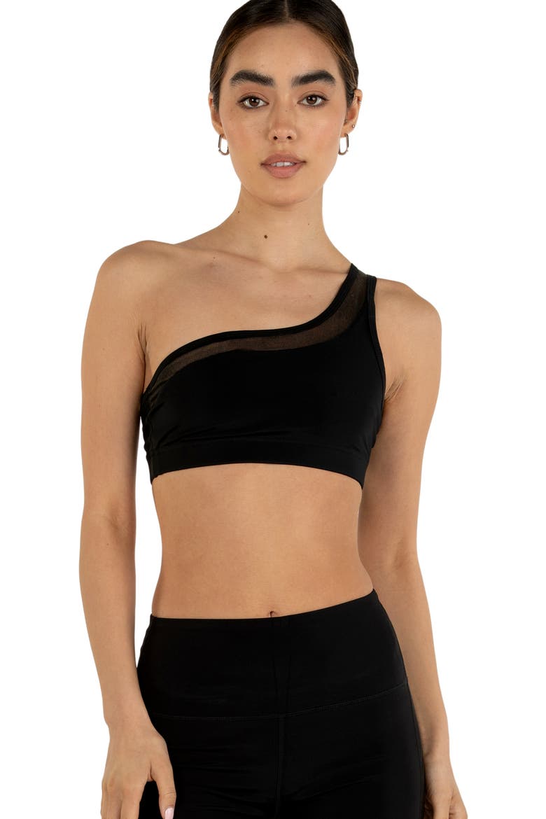 On Duty Mesh One Shoulder Silkiflex Bra, Alternate, color, Midnight Black