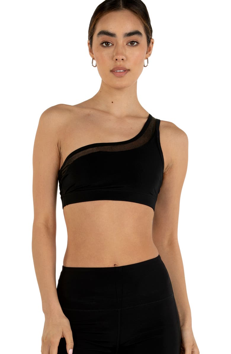 Rebody Active On Duty Mesh One Shoulder Silkiflex Bra, Alternate, color, Midnight Black