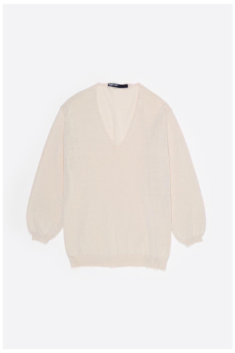 Cotton V-Neck Sweater, Alternate, color, IVORY