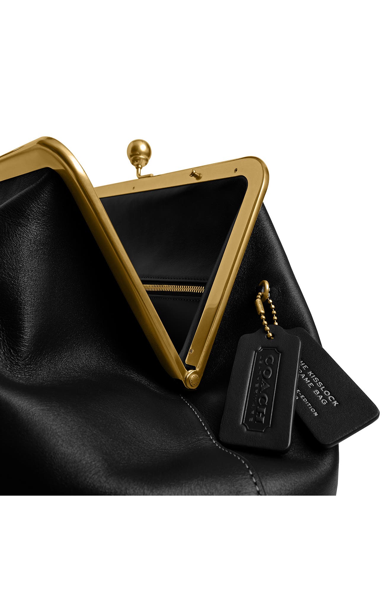 COACH Large Kiss Glovetanned Leather Frame Clutch, Alternate, color, 