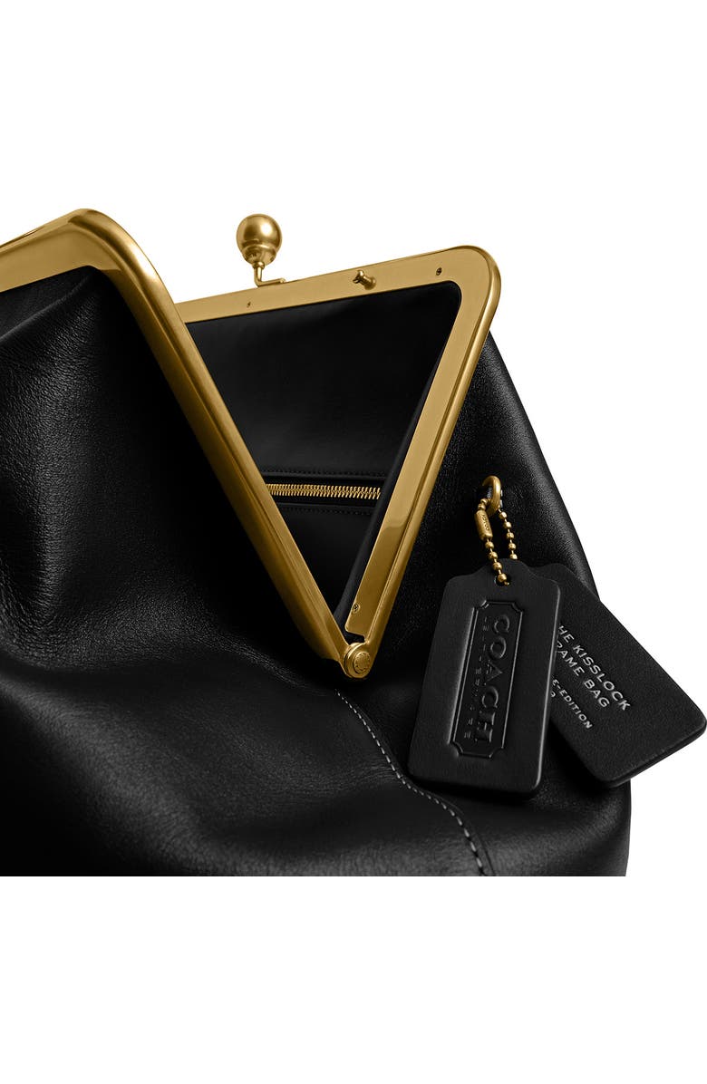 COACH Large Kiss Glovetanned Leather Frame Clutch, Alternate, color,