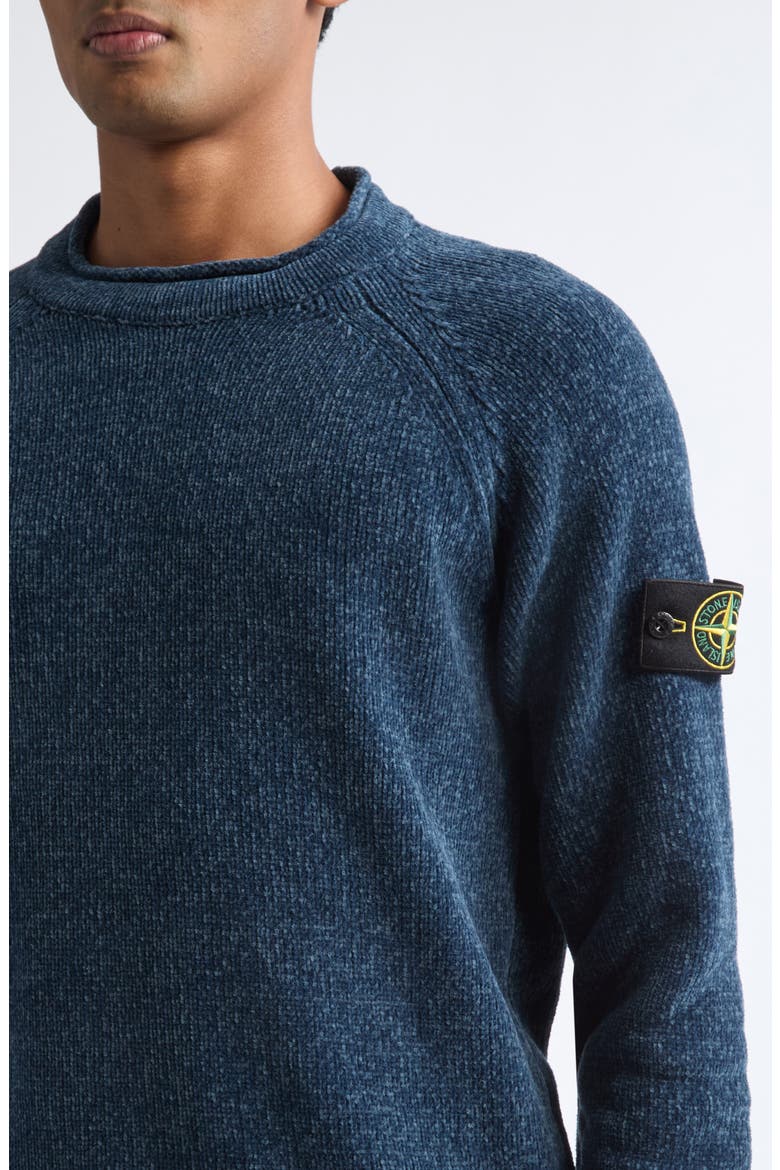 Compass Logo Patch Crewneck Sweater, Alternate, color, V0M2B STEEL BLUE MELANGE